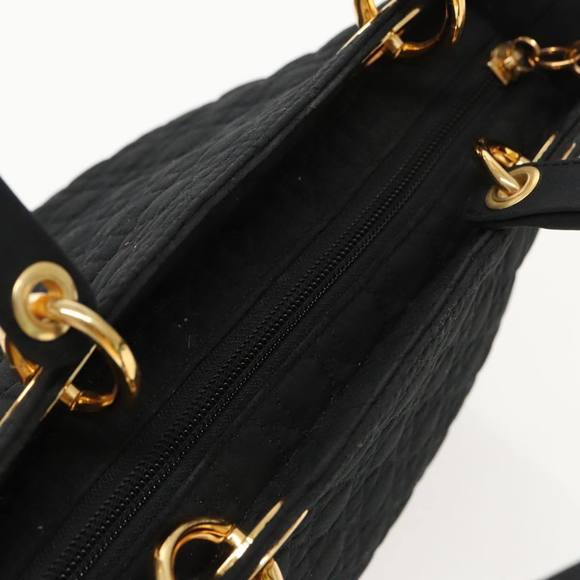 Christian Dior Canage Hand Bag Nylon Black Gold Auth yk15712 - Picture 6 of 16